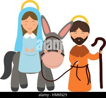 Holy mary and joseph icon vector illustration graphic design Stock Vector