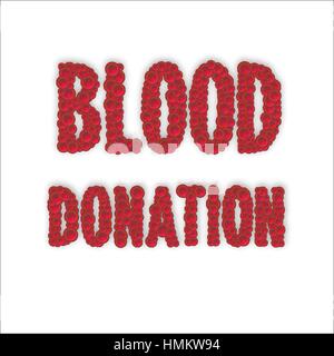 Blood donation Vector illustration The inscription Blood donation made up of red blood cells Stock Vector