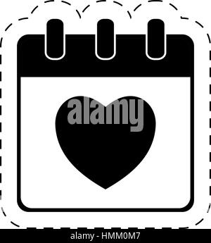 calendar love heart date cut line vector illustration eps 10 Stock Vector