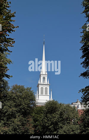 The spire of Old North Church in Boston, Massachusetts, United States. Stock Photo