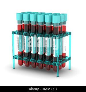 3D rendering of test tube blood sample isolated over white background
