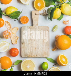 Variety of fresh citrus fruit for making juice, square crop Stock Photo