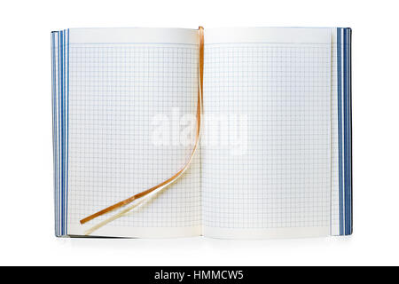 Open blank business note with bookmarks. Isolated on white with clipping path Stock Photo