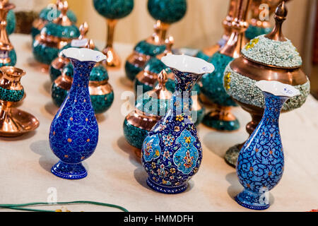 Persian pottery or Iranian pottery refers to the pottery works made by the artists of Persia (Iran) and its history goes back to early Neolithic Age. Stock Photo
