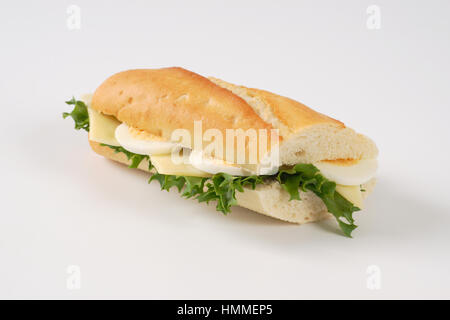 sandwich with eggs and cheese on white background Stock Photo