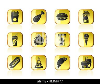 fast food and drink icons Stock Vector