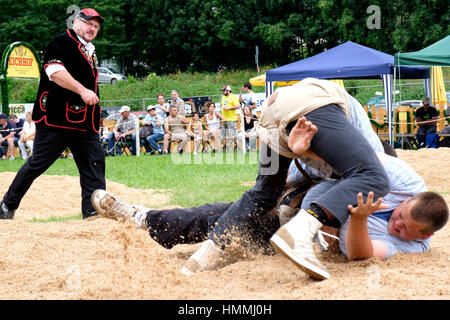 Switzerland, Canton Ticino, Gudo, Swiss wrestling Stock Photo