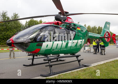 LAAGE, GERMANY - AUG 23, 2014: Eurocopter EC135 helicopter from the German Police at the Laage airbase open house. Stock Photo