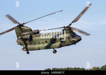 GILZE-RIJEN, THE NETHERLANDS - SEP 7, 2016: Royal Netherlands Air Force CH-47D Chinook transport helicopter. Stock Photo