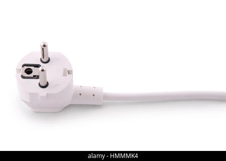 White 220 volt power connector on white. Clipping path inside. Stock Photo
