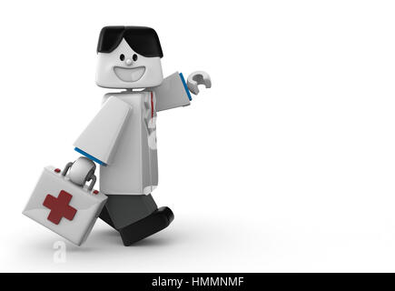 3D doctor with First aid kit Stock Photo