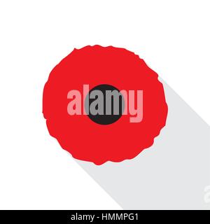 Red poppy flat icon. Stylized flower symbol. Vector illustration in EPS8 format. Stock Vector