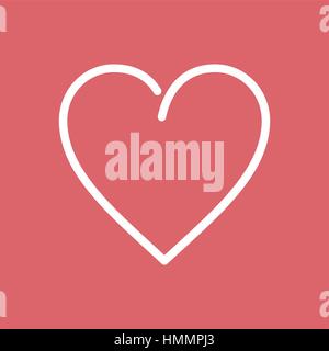 Heart icon in flat line style on red background. Vector illustration in EPS8 format. Stock Vector