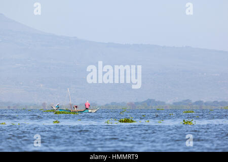 Naivasha, Kenya - February 9: Local fishermen at Lake Naivasha, Kenya on February 9, 2013 Stock Photo