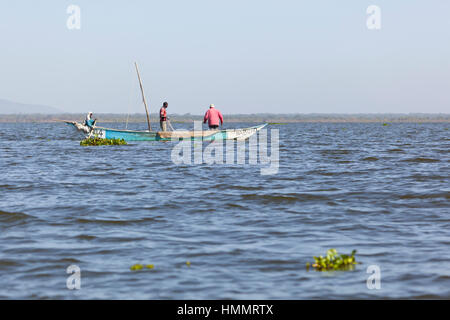 Naivasha, Kenya - February 9: Local fishermen at Lake Naivasha, Kenya on February 9, 2013 Stock Photo