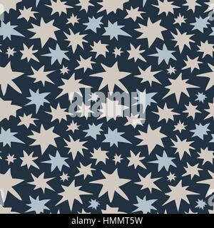 Abstract stars seamless pattern. Colorful stylized night sky stars texture. EPS8 vector illustration includes Pattern Swatch. Stock Vector