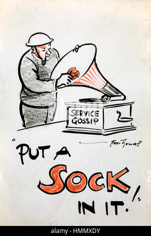 BERT THOMAS (1883-1966) Welsh cartoonist. One of his humorous WW2 posters. Stock Photo