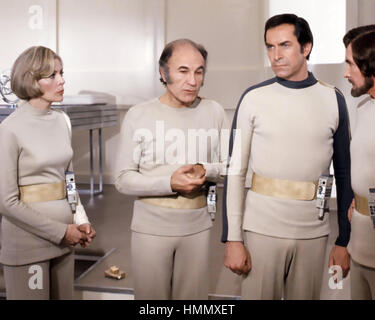 SPACE 1999 ITV/ITC sci-fi television series 1975-1977 with from left: Barbara Bain, Barry Morse, Martin Landau Stock Photo