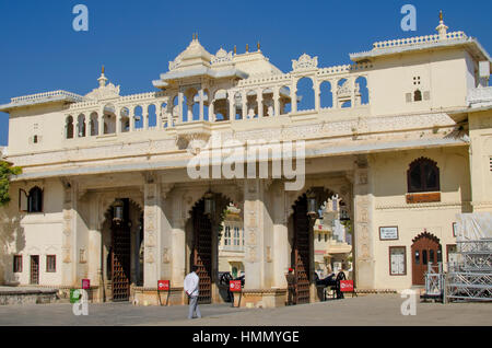 Arch with an entrance the City palace of Udaipur in India Stock Photo