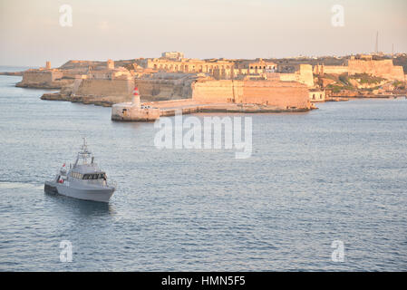 Valletta, Malta. 3rd February, 2017. Summit of the European Council in Valletta, Malta, Friday, Feb. 3, 2017. A continued flow of migrants from the Middle East and Africa is pressuring the European Council to act with some calling for cooperation with the Libyan government to stem the flow of migrants along the central Mediterranean route. Credit: Kendall Gilbert/Alamy Live News Stock Photo