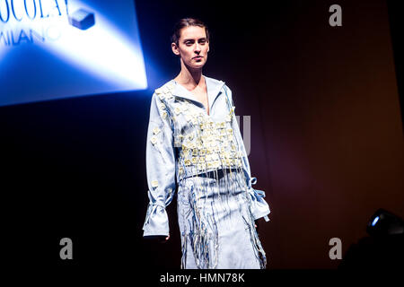 Milan, Italy. 09th Feb, 2017. Chocolate Fashion Show at Salon du Chocolat 2017, the most important event about chocolate in the world Credit: Mairo Cinquetti/Alamy Live News Stock Photo