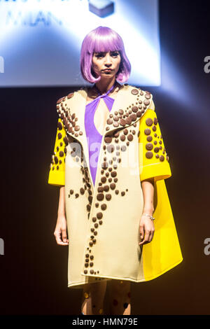 Milan, Italy. 09th Feb, 2017. Chocolate Fashion Show at Salon du Chocolat 2017, the most important event about chocolate in the world Credit: Mairo Cinquetti/Alamy Live News Stock Photo