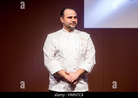 Milan, Italy. 09th Feb, 2017. Chocolate Fashion Show at Salon du Chocolat 2017, the most important event about chocolate in the world Credit: Mairo Cinquetti/Alamy Live News Stock Photo