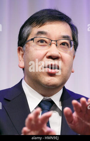 The University of Tokyo President Makoto Gonokami speaks during a special talk event called Young People Creating the Future on February 10, 2017, Tokyo, Japan. Gonokami alongside SoftBank Group Corp. CEO Masayoshi Son, Nobel Prize-winning stem cell researcher Shinya Yamanaka and professional shogi player and chess FIDE Master Yoshiharu Habu discussed the future for young generations in this technological era. Credit: Rodrigo Reyes Marin/AFLO/Alamy Live News Stock Photo