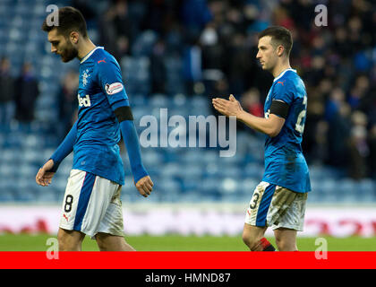 Rangers FC via Press Association Images Rangers' Jon Toral & Jason Holt dejected at the end of the match during the Ladbrokes Premiership match at Ibrox Stadium, Glasgow. Stock Photo