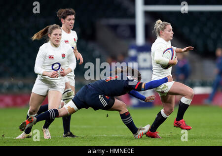 England's Natasha Hunt during the RBS Women's 6 Nations match at Twickenham Stadium, London. Stock Photo