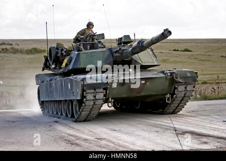 US, Marine Corps, M1A1, Abrams, Main Battle Tank, Salisbury Plain, Training Area, Wiltshire, UK, 2005.army tank Stock Photo