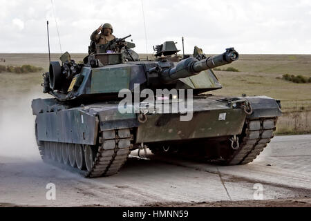 US, Marine Corps, M1A1, Abrams, Main Battle Tank, Salisbury Plain, Training Area, Wiltshire, UK, 2005.army tank Stock Photo