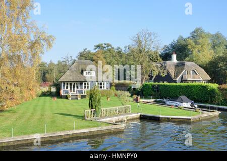 Wroxham Norfolk  , United Kingdom - October 25, 2016: Large Riverside home on River Yare Stock Photo
