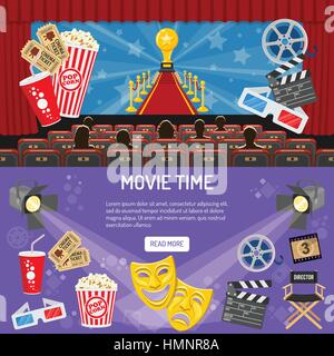 Cinema and Movie horizontal banners Stock Vector