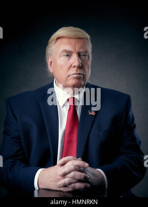 President Donald Trump lookalike Dennis Alan from Chicago, USA during his visit to Hong Kong.  He is the premier Donald Trump lookalike in the world. Stock Photo