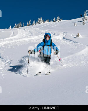 Back country skiers; Esplanade Range; Selkirk Mountains near remote Sentry Lodge;  British Columbia; Canada Stock Photo