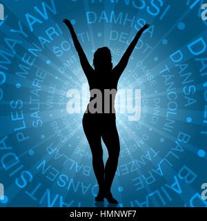 Silhouetted Woman Dancing Stock Vector