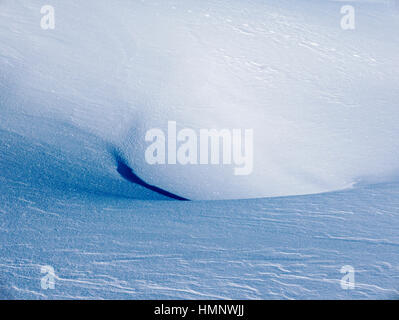 Close-up detail of patterns in fresh powder snow; Esplanade Range; Selkirk Mountains; British Columbia; Canada Stock Photo