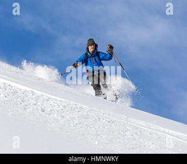 Back country skiers; Esplanade Range; Selkirk Mountains near remote Sentry Lodge;  British Columbia; Canada Stock Photo