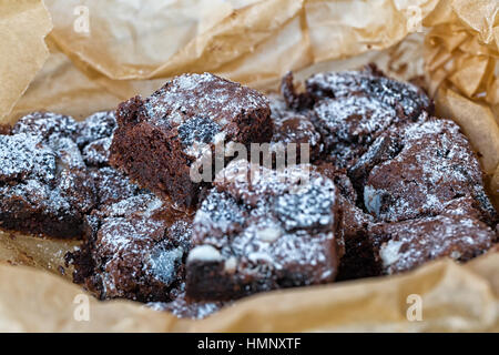Delicious Freshly baked homemade cookies and cream brownies. Selective focus on the top of brownie Stock Photo