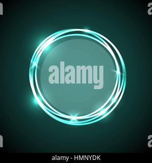Abstract background with green neon circles banner, stock vector Stock Vector