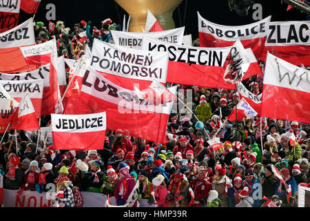 ZAKOPANE, POLAND - JANUARY 24, 2016: FIS Ski Jumping World Cup in Zakopane o/p fans