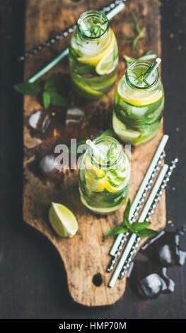 Citrus and herbs infused sassi water for detox, dieting Stock Photo