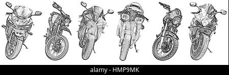 Motorcycle drawing on white Stock Photo