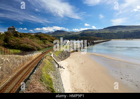 Barmouth Bridge Barmouth Gwynedd Wales UK Stock Photo