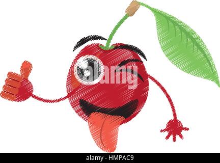 cherry expressions silly face Stock Vector
