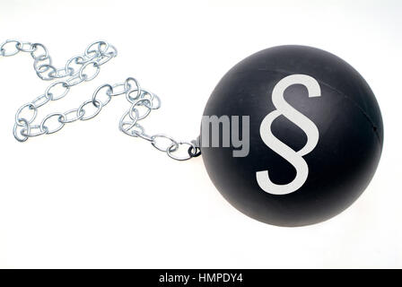 Symbolic for penal law, ball and chain Stock Photo