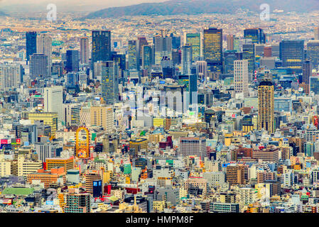 OSAKA, JAPAN - NOVEMBER 24: Aerial view of Osaka, Japan on April 11, 2016. Osaka is Japan's third largest city by population after the Tokyo and Yokoh Stock Photo