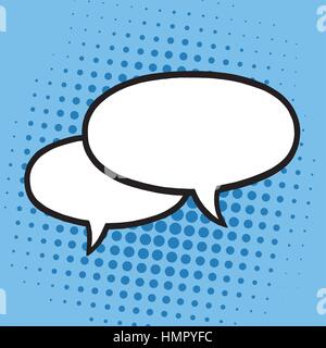 Chat Speech Balloons or Bubbles Pop Art Vector Illustration Icon. Blue Background Template Stock Vector