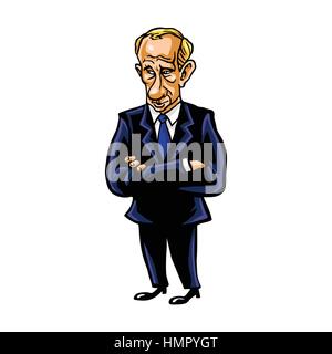 Vladimir Putin Cartoon Caricature Vector Illustration Portrait Stock Vector
